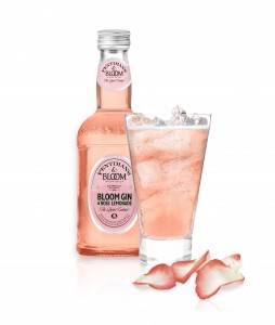 Bloom Gin rose lemonade bottle and glass