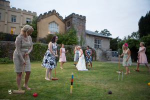 fun and games with wedding guests Pentillie castle cornwall