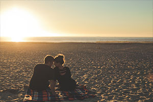 Marriage proposal on the beach