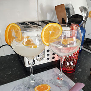 Gin served in Copa glasses