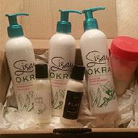 Sissy Okra Hair Products in basket