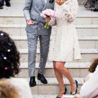 wedding on stairs